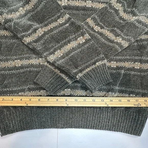 Vintage Dockers Sweater Mens Large Gray Striped Knit Pullover Crewneck 90s Soft - Picture 5 of 6